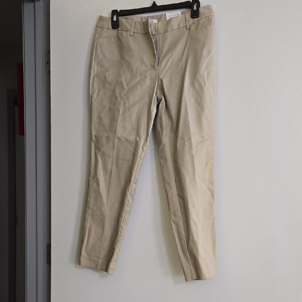 Liz Claiborne Tan Ankle Pants Versatile Cotton-Blend